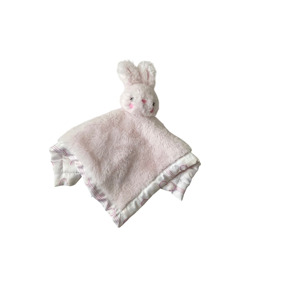 Pink Bunny Security Blanket Lovey Plush Baby Soother Toy